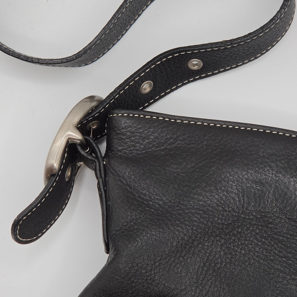 Tig & Co Shoulder Bag Women Medium Black Excellent Leather Contrast Stitch Hobo - Picture 7 of 9